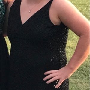 Primavera Black Beaded Dress - Size 20